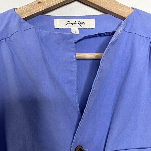 SIMPLE RETRO  BLUE  COTTAGECORE VINTAGE INSPIRED   COTTON MIDI  DRESS  SIZE S - Picture 7 of 10